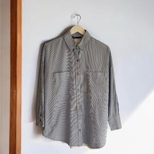 Zara Blue and White Striped Shirt